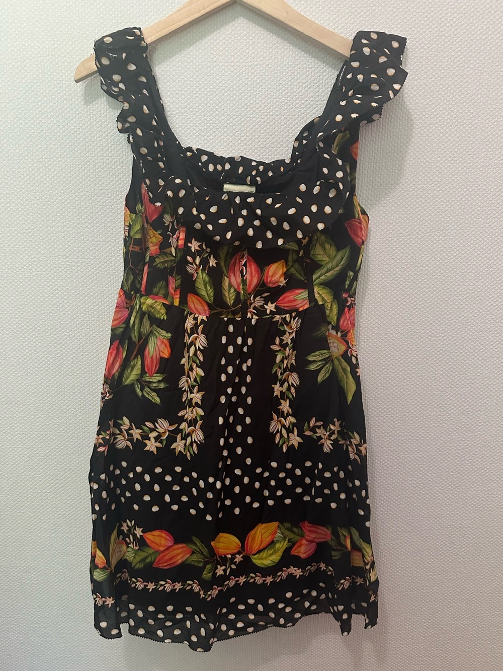 FARM RIO New Cocoa Paradise Mini Dress Ruffle Floral-Border Print NWT sundress - Picture 2 of 5